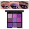 Mini 9 Cool Shade Eyeshadow Palette Black Smoky Matte Glitter Eyeshadow Palette Smoky Eyeshadow Palette (03#Purple Cover)