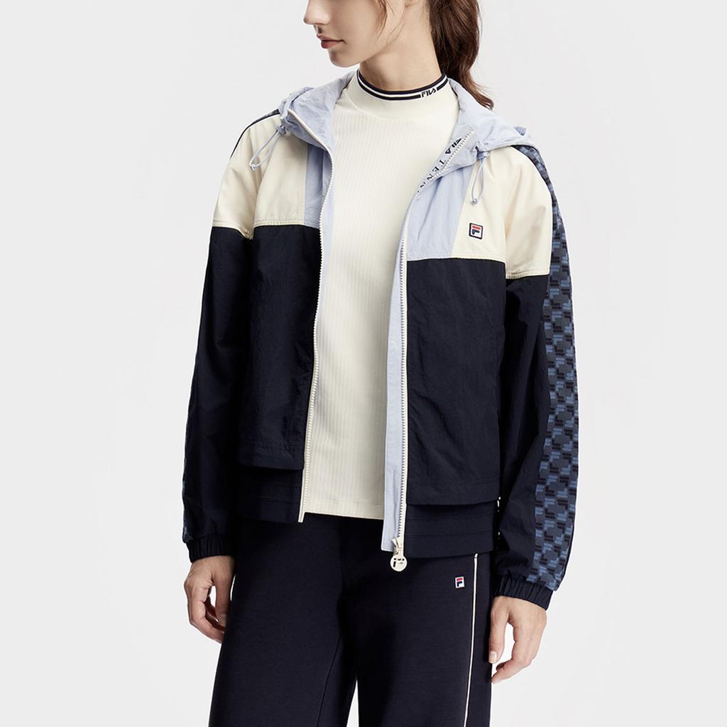 Fila Женская трикотажная куртка для тенниса с капюшоном в стиле колор-блок, куртки, королевский синий A11W413702FNV