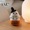 Mini Knitted Ghost Doll Hand Halloween Ornament, Crochet Plush with Tactile Comfort Sensory Toy Encouragement Card, Cute Desktop Decoration