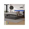 Lit - MUVOE - 160x200 Cm - Tête De Lit Avec USB - Rangement Sous Le Lit - LED Multicolore