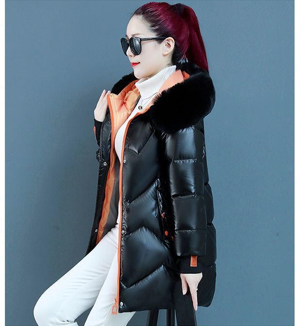Осень и зима Яркая однотонная с капюшоном большой меховой воротник Свободная повседневная ветрозащитная утепленная теплая короткая женская куртка 5 цветов