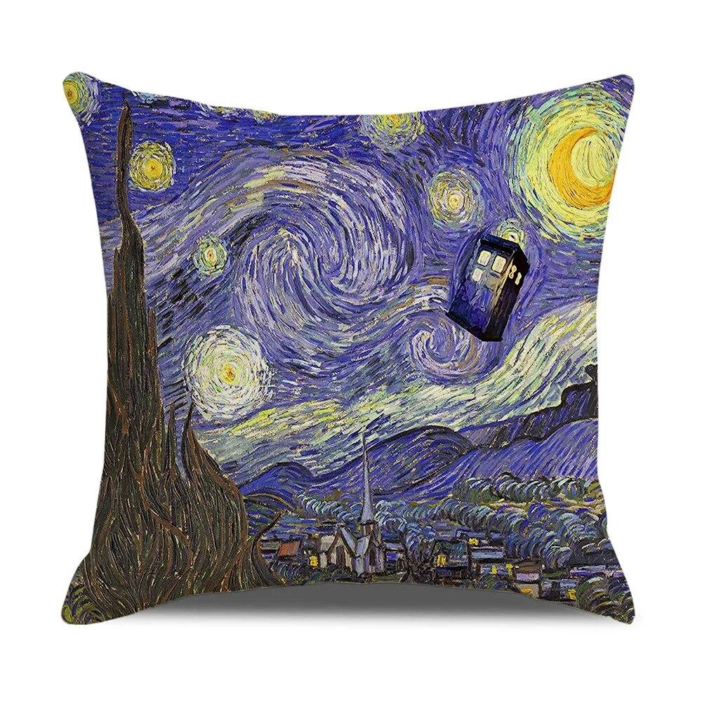 Vintage Art Cushion Cover Van Gogh Oil Painting Pillowcase Living Room Sofa Decoration Pillowcase