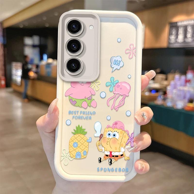 Cute S-SpongeBobs Pinch Butt Phone Soft Case For Samsung Galaxy S25 S24 S23 S21 Ultra Plus S25 S23 S20 Silicone Shockproof Cover