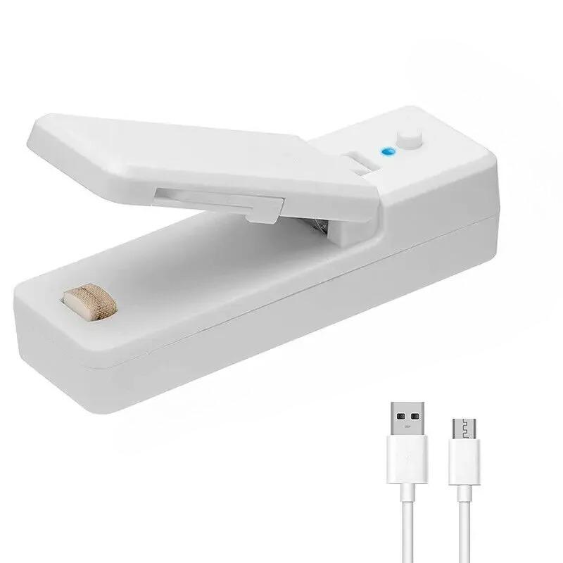 2 в 1 Мини-запайщик пакетов USB-перезаряжаемый Зажим Мини-запаечная машина Наклейка-запечатыватель для пластикового пакета со снеками Инструмент для пикника на открытом воздухе Кемпинга