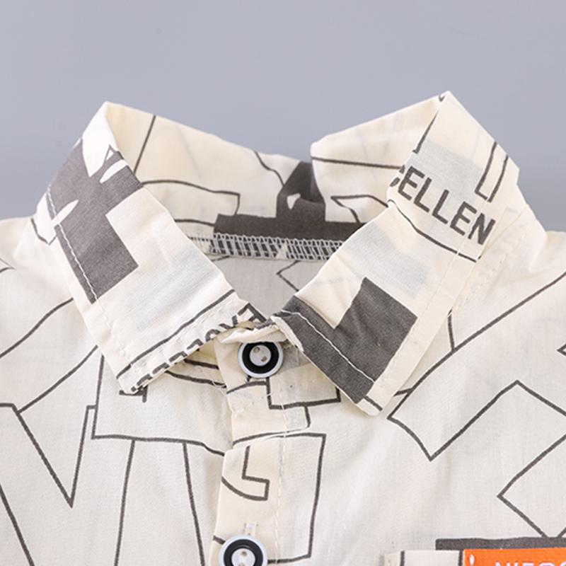 Детский повседневный костюм для мальчиков и малышей в корейском стиле, рубашка с короткими рукавами, тонкий универсальный комплект из двух предметов