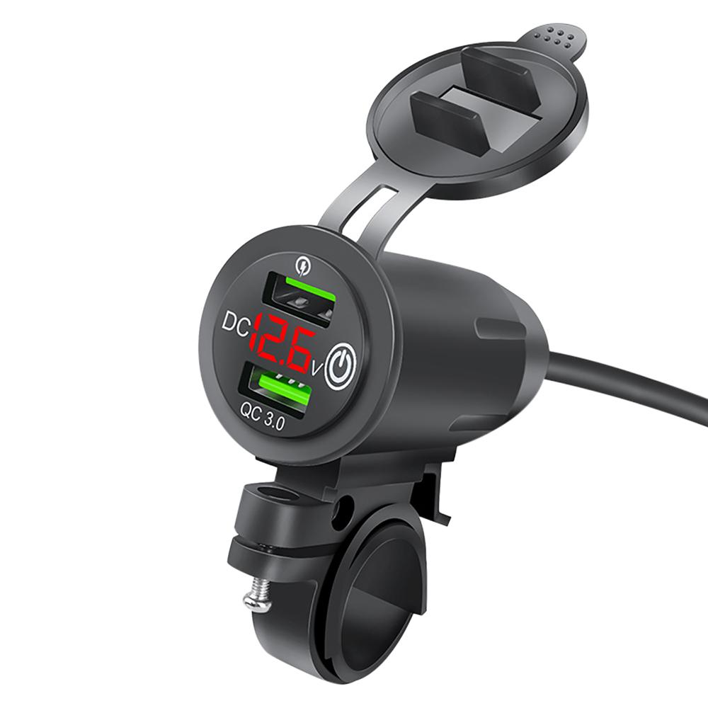 Зарядное устройство для мотоцикла Dual QC 3.0 USB зарядное устройство вольтметр модифицированное зеркало телефон зарядное устройство водонепроницаемый быстрый адаптер питания гнездо