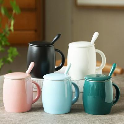 Керамическая кружка с крышкой и ложкой, большая кружка для воды
