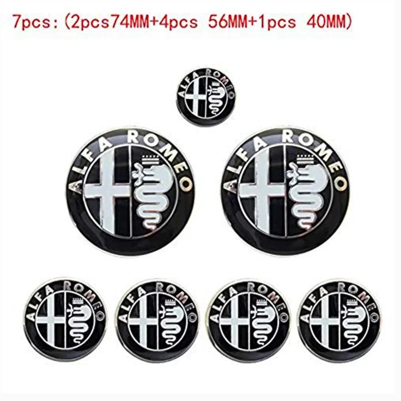 RCIZ5 for Alfa Romeo Giulia MiTo Stelvio Giulietta GT 159 147 156 Car Front Hood Rear Trunk Badge Steering Wheel Hubcap Sticker