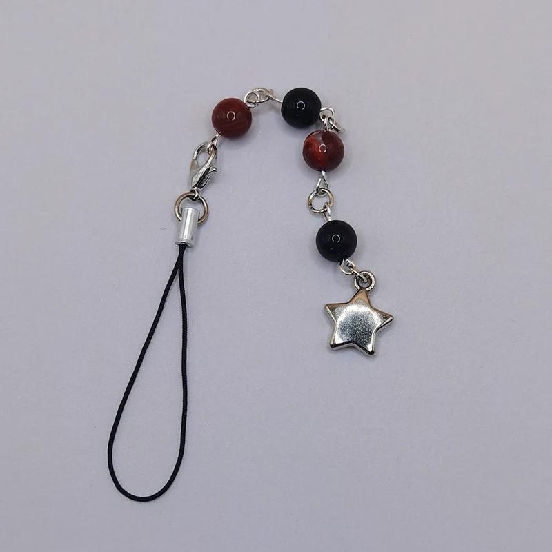 Original Handmade Y2K Phone Charms Pendant Kawaii Cute Cellphone Strap Lanyard Black Red Dark Gothic Chain For Keys Accessories