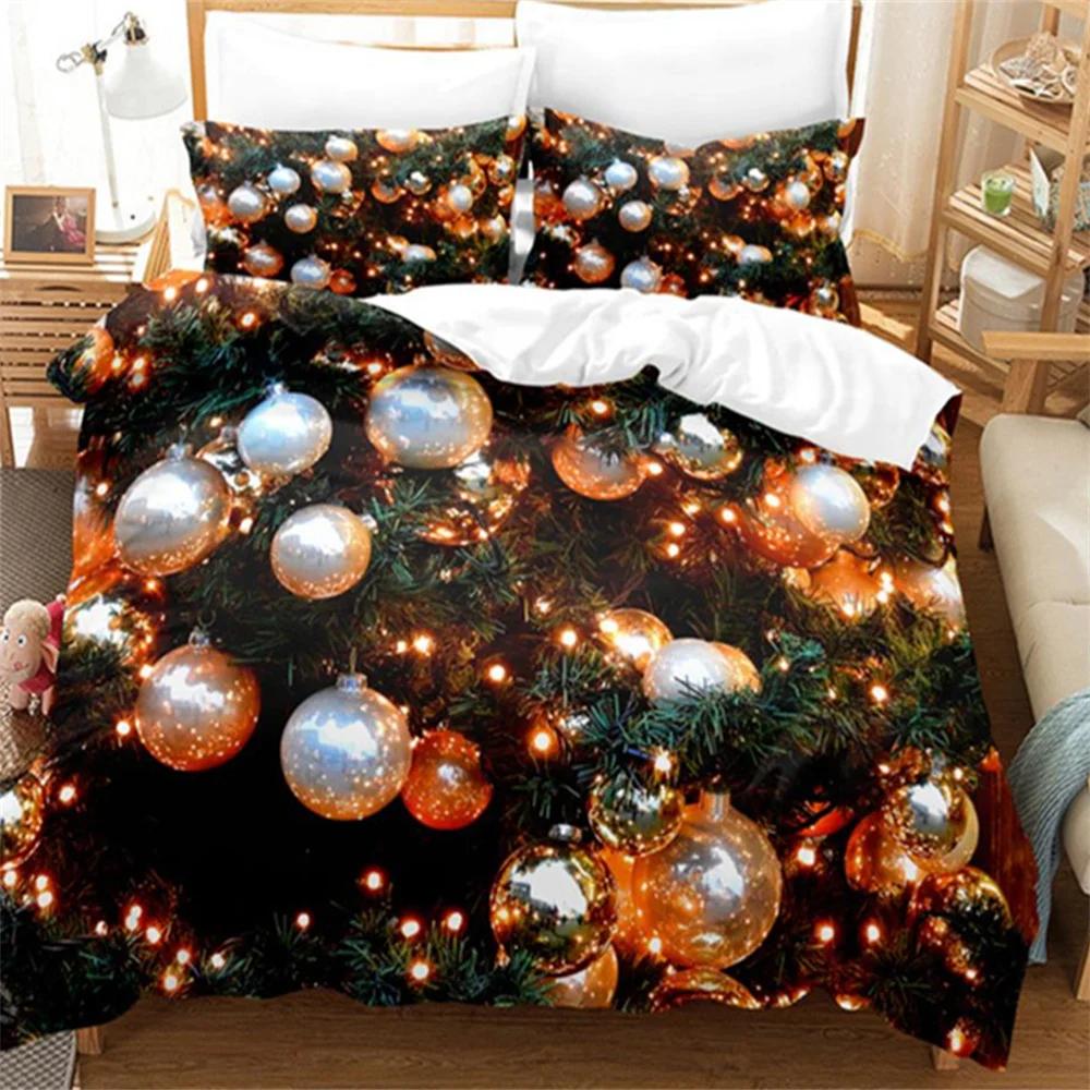 Navidad Plaid Merry Christmas Tree Пододеяльник Twin King Festival Santa Deer Комплект постельного белья из полиэстера Одеяло для взрослых Домашний декор