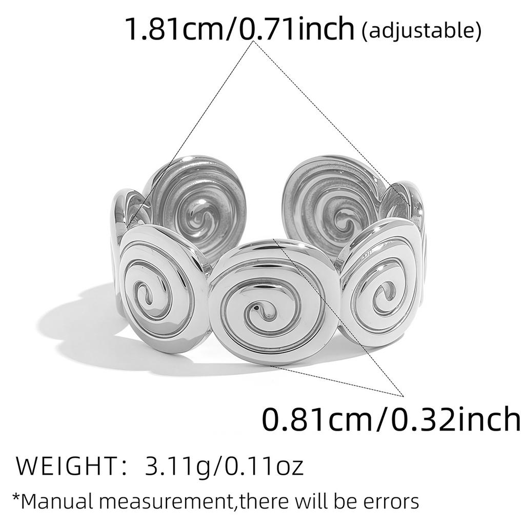 Stainless Steel Geometric Ring for Women Spiral Conch Open Adjustable Ring Personality Design for Banquet Vacation Jewelry Gifts
