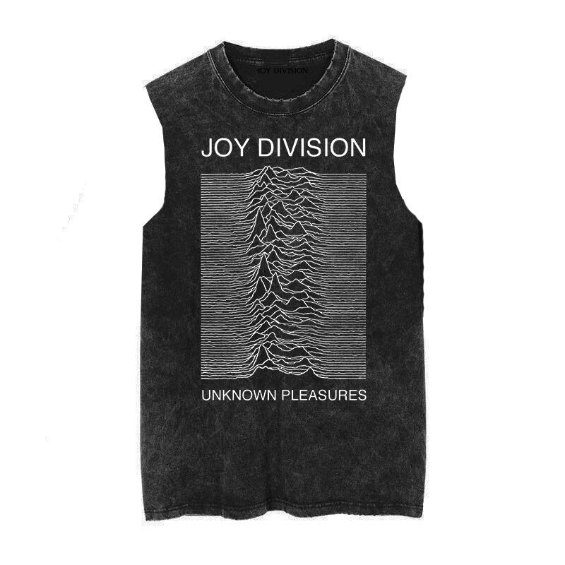 Joy Division Radio Wave Chart Happy Divisive Rock Do Old Washed Vintage Batik Sleeveless Vest Tank
