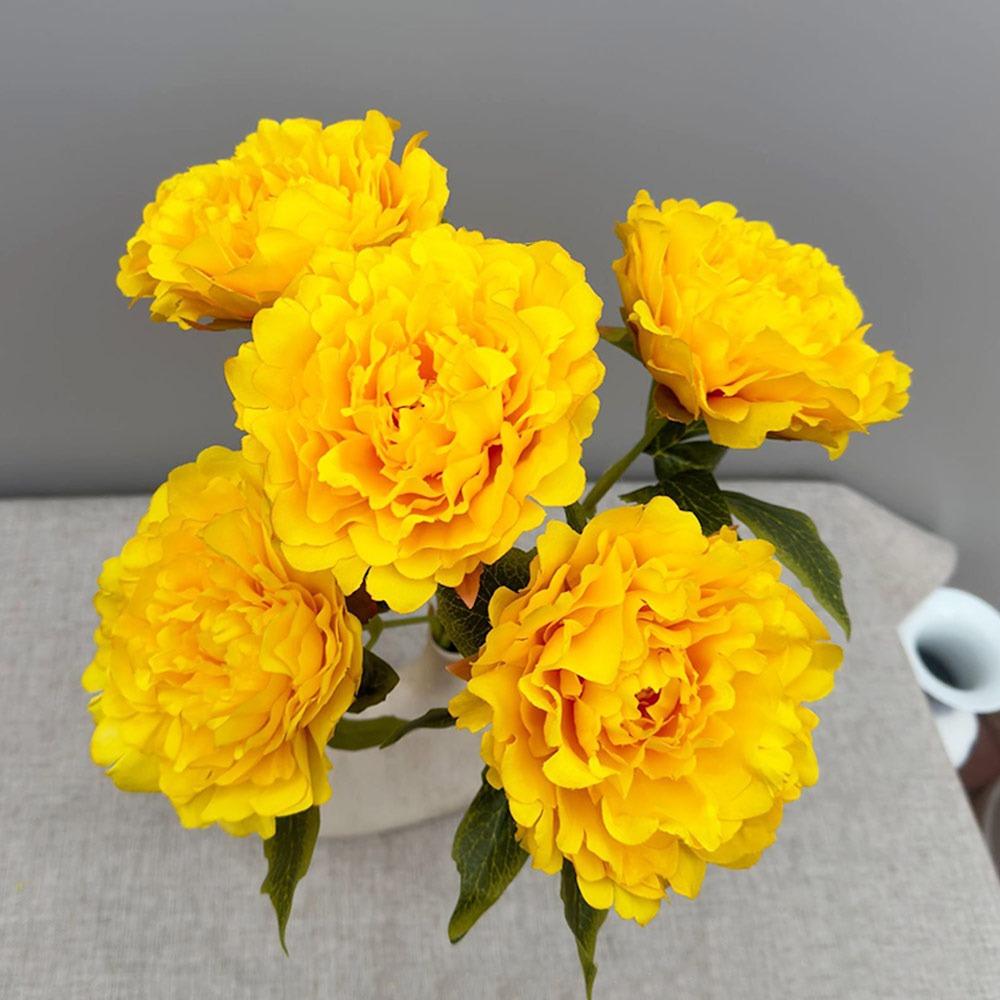 5 Голов Многоцветный Искусственный Цветок Пион Пион Свадебные Букеты Реалистичные Цветы Домашнее Украшение