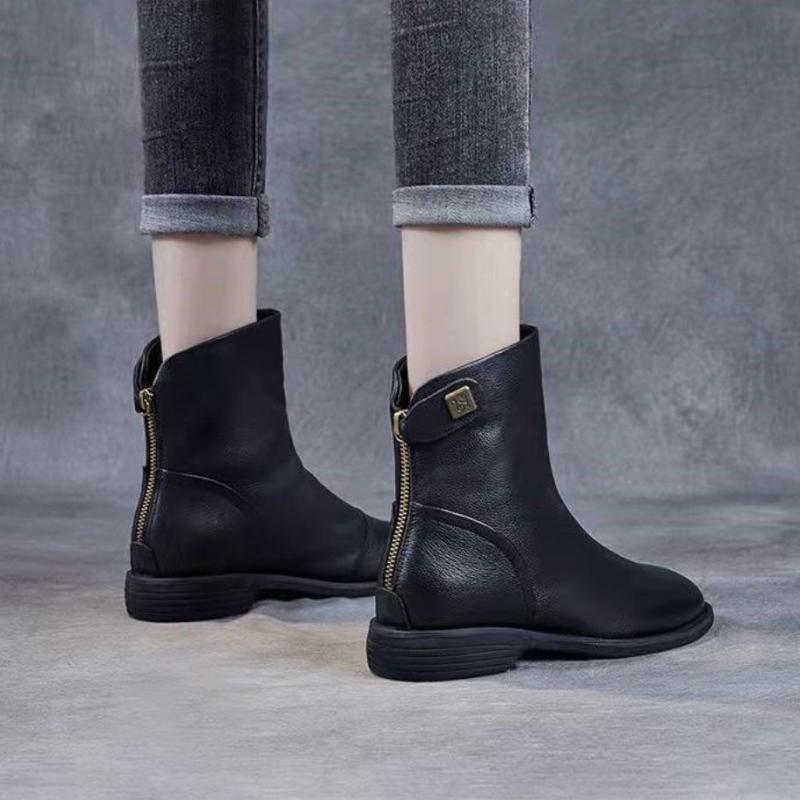 Fashion Zip Lightweight Women's Ankle Boots British Style Plain Booties On Offer Designer Luxury Y2k Autumn Goth Pu Female Short Shoes