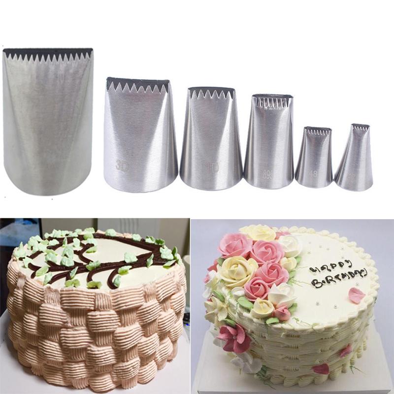 1/3/5/6Pcs Stainless Steel Cake Icing Piping Nozzle Basket Weave Pastry Tips Cake Cream Cupcake Sugar Craft Decorating Tools