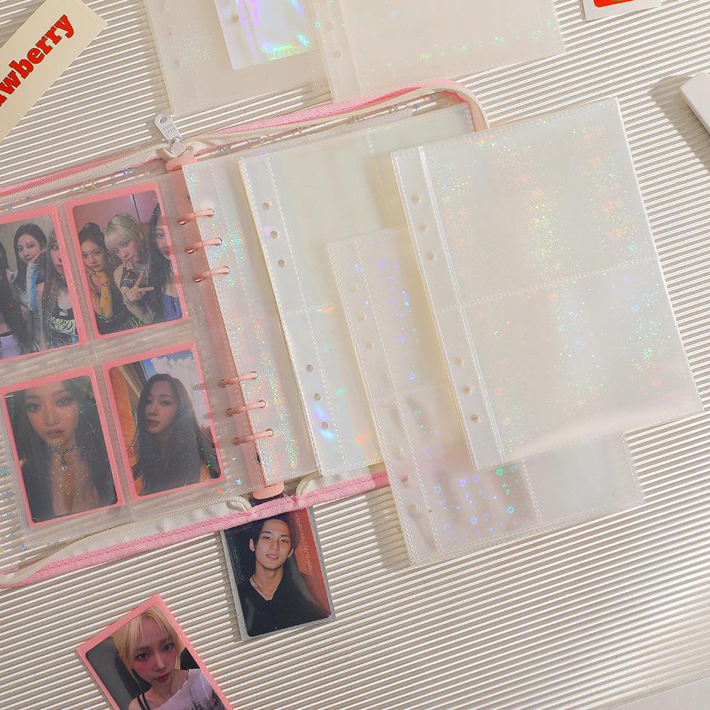 10pcs Laser Star 3/5inch Po Album Inner Sleeves Kawaii A5 Binder Refill Pockets Sleeves Toploader Pocards Notebook Diary