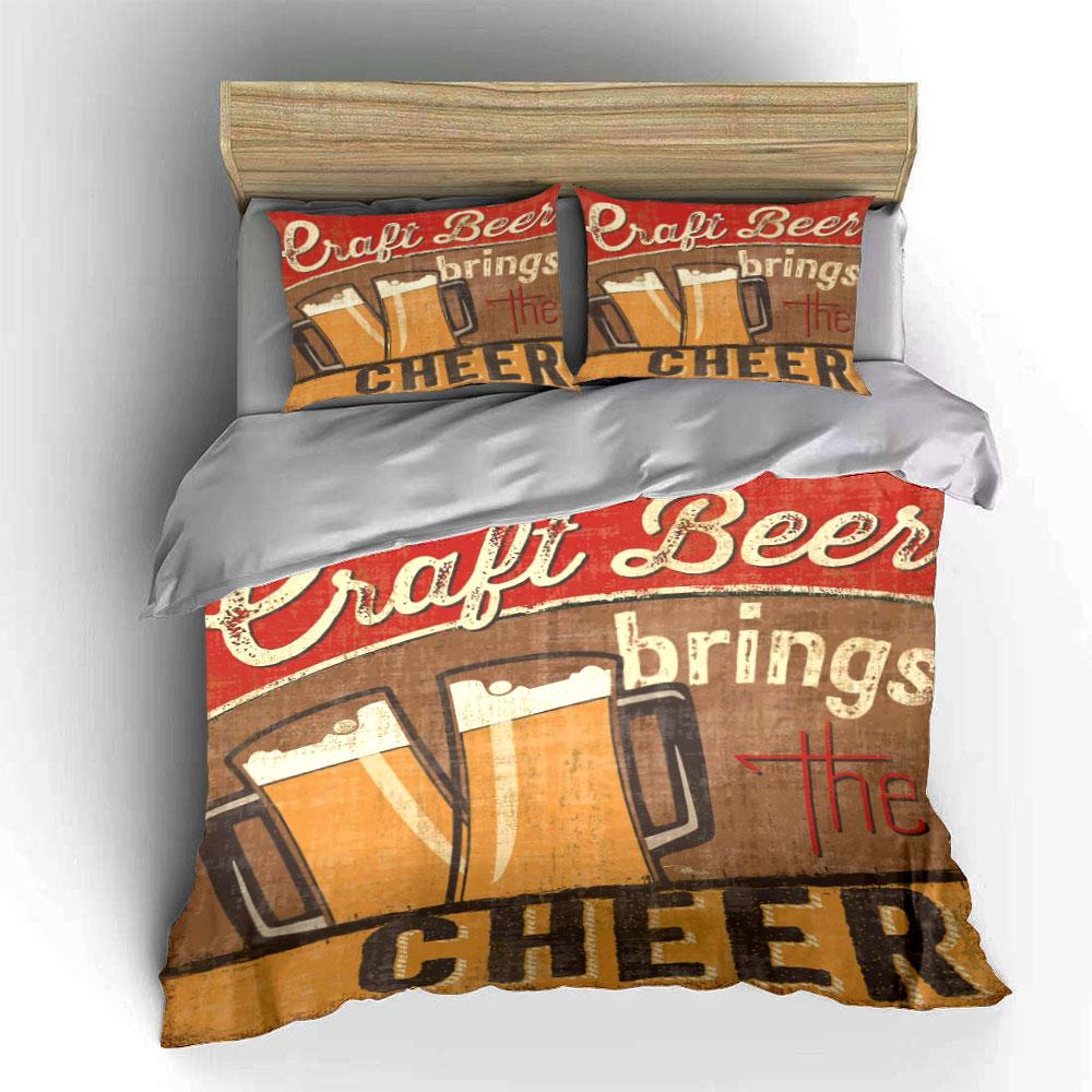 Beer mugs and typography. Bedding sets Duvet cover sets Duvet covers Pillowcases(1*Duvet Cover 2*Pillowcases without duvet insert)