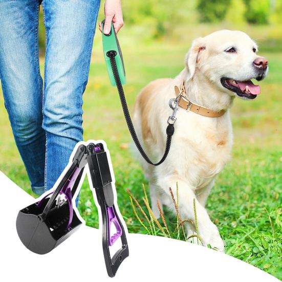 24-дюймовый складной совок для сбора отходов домашних животных для собак и кошек, высокопрочный захват для собачьих какашек с длинной ручкой для дворовой травы и гравия