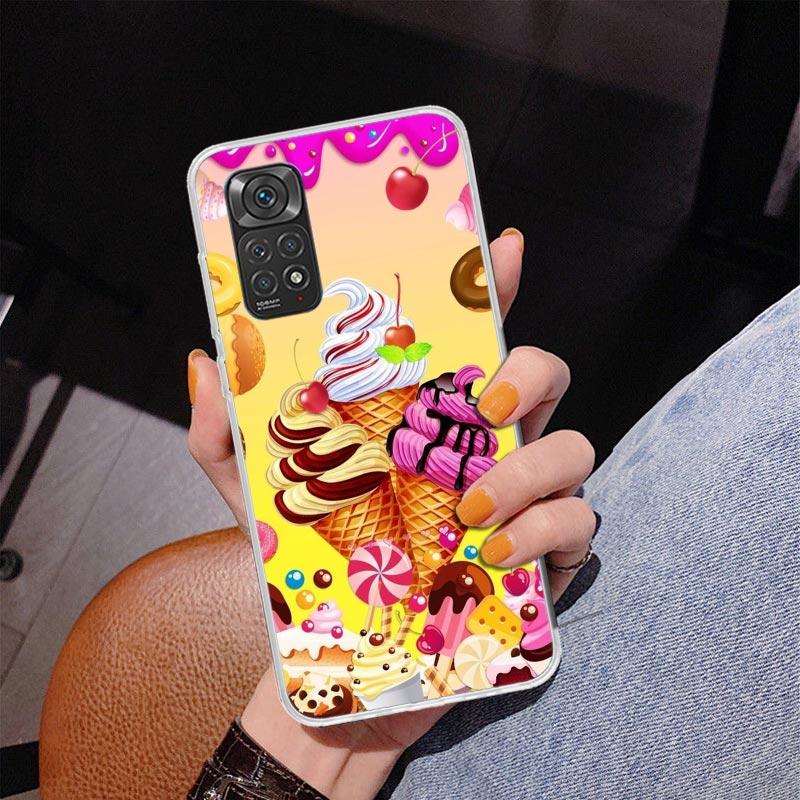 Чехол для телефона Macaron Ice Cream Cake Doughnut для Xiaomi Redmi Note 15 14 13 12S 12 11 Pro Plus 14S 11S 11E 10 10S 11T 5G Personali