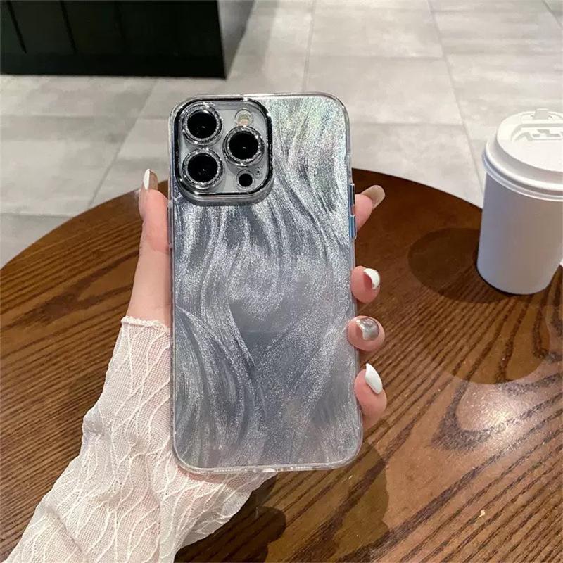 Чехол для мобильного телефона Светлая Роскошь Серебристо-Серый для IPhone17promax Простой Противоударный для Apple 16plus Противоударный Жесткий Чехол