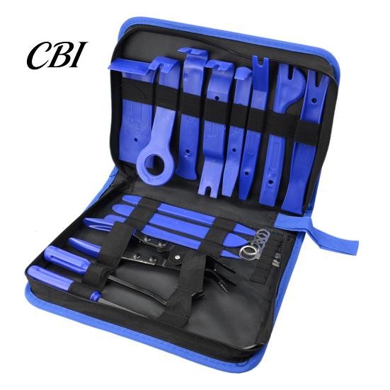 Car Door Panel Pry Tool Kit 19Pcs Trim Removal Set with Pick & Clip Tool, Sticker Scraper, Automotive Plastic Interior Fastener for Stereo,