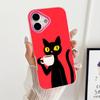 Милый Кофе Кот Желе Двухслойный Розово-Красный Чехол для Телефона iPhone 17 16 15 14 13 12 11 Air Pro Max Plus Защитный
