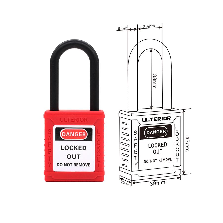 Industrial Safety Padlock LOTO Lockout Nylon Engineering Lock Personal Power Lockout 38mm Nylon Shackle Manufacturer 4