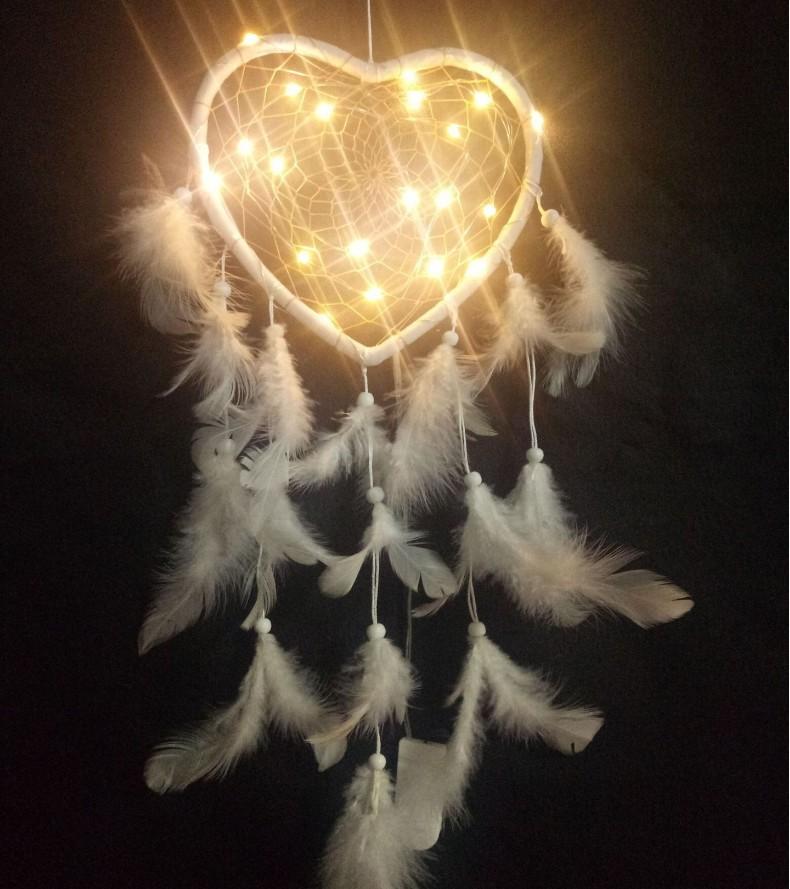 Unicorn Feather Dream Catcher Wind Chimes Big Dreamcatcher for Home Decoration LED Night Light