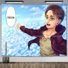180. Eren Jaeger Freedom Tapestry Wall Hanging Japanese Anime Tapestry Dorm Backgroun