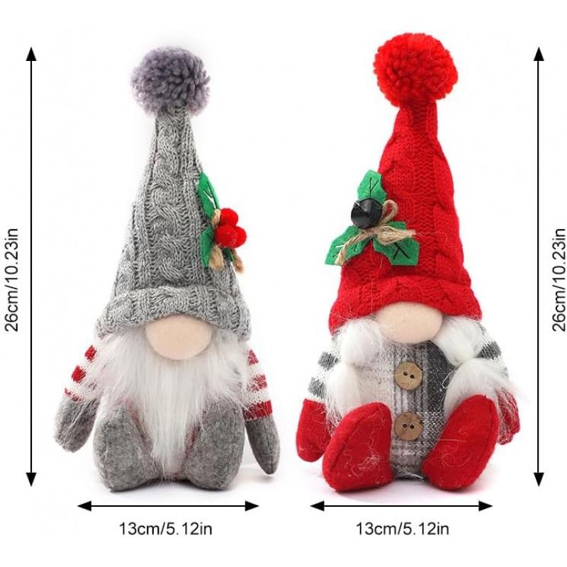 Christmas Gnomes Plush Santa Doll Knitted for Desk Shelf Fireplace Winter Holiday Decor Gonk Dwarf Elf Decoration Gifts New Year