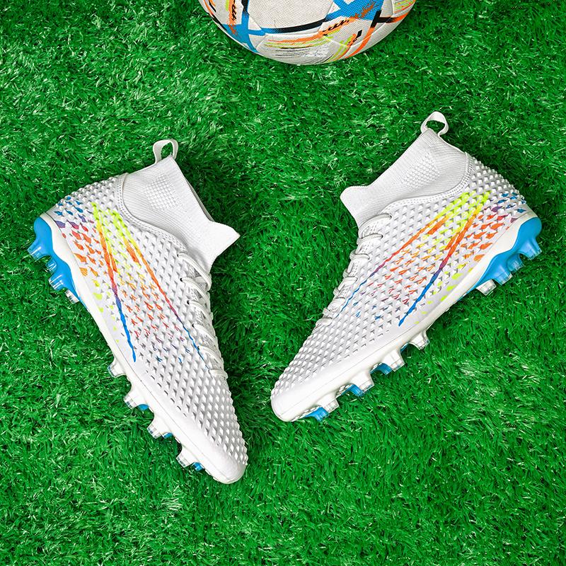 35-45 Мужские футбольные бутсы большого размера с высоким верхом, длинные гвозди, противоскользящие, детские футбольные бутсы для искусственного газона TPR