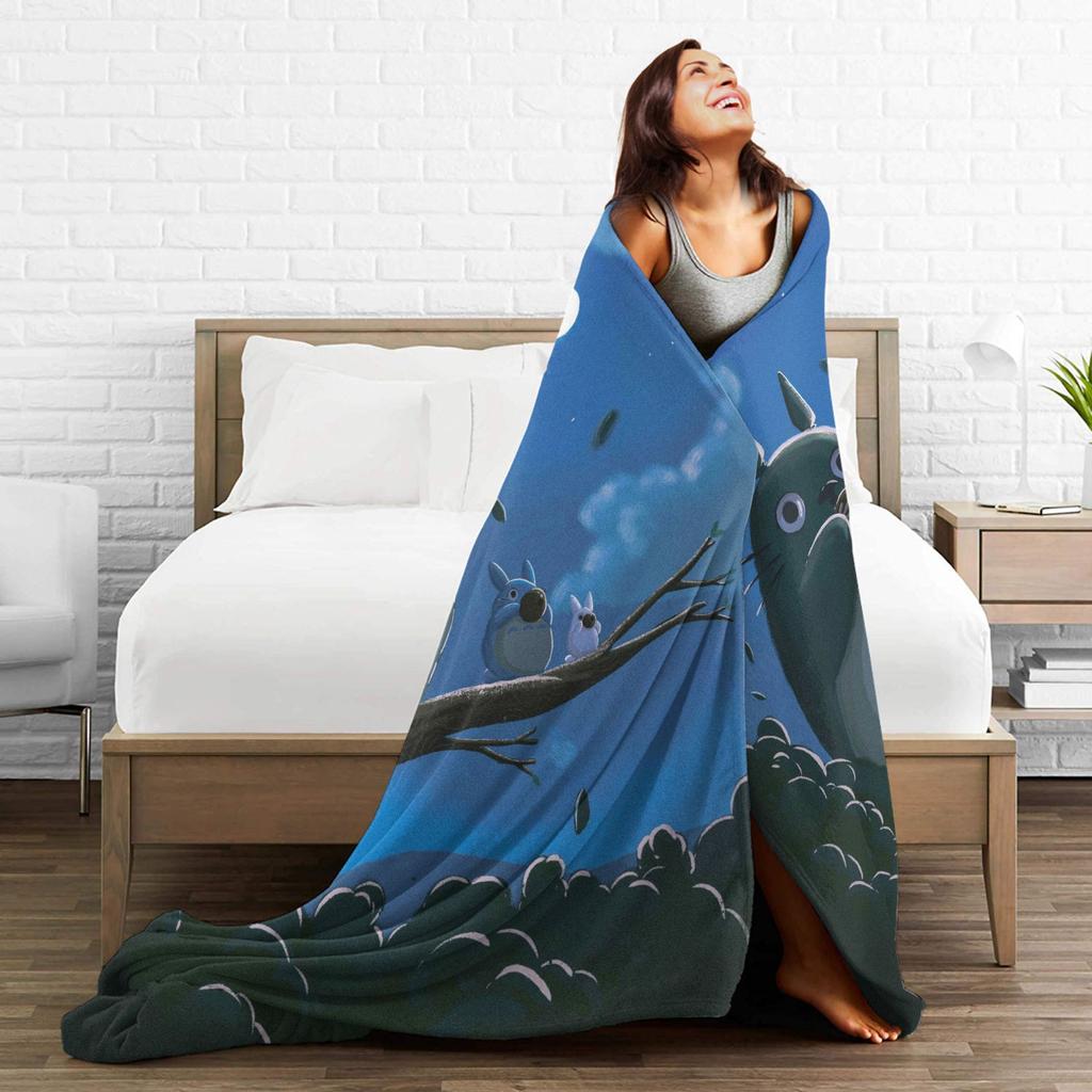 Anime Tonari No Totoro blanket Cover Fleece T-Totoros Cute Warm Throw blanket for Home Couch Bedroom Quilt