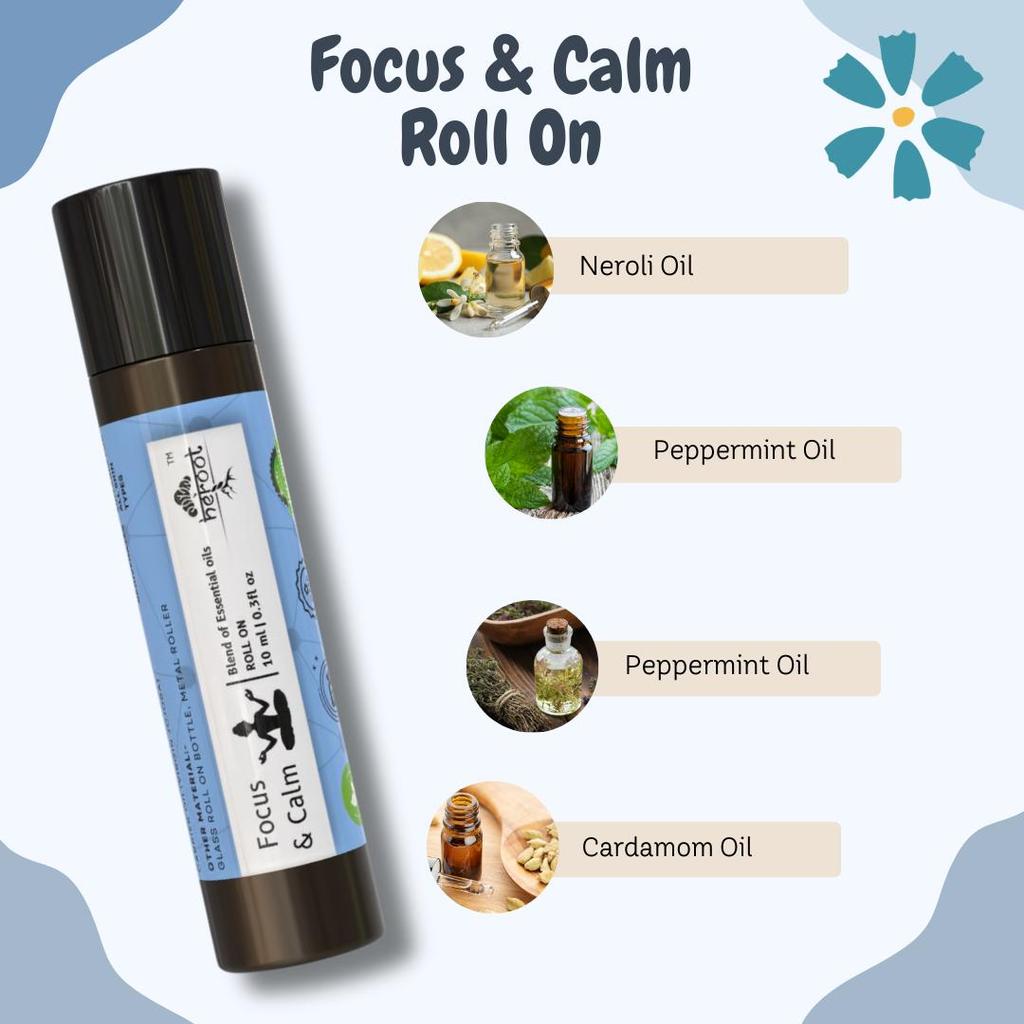 Focus & Calm Essential Oil Blend Roll On Frankincense, Sandalwood, Vetiver