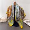 Art Four-Leaf Clover Imitation Silk High-End Printing Large Square Scarf Silk Scarf Shawl Headscarf Neck Protection Scarf