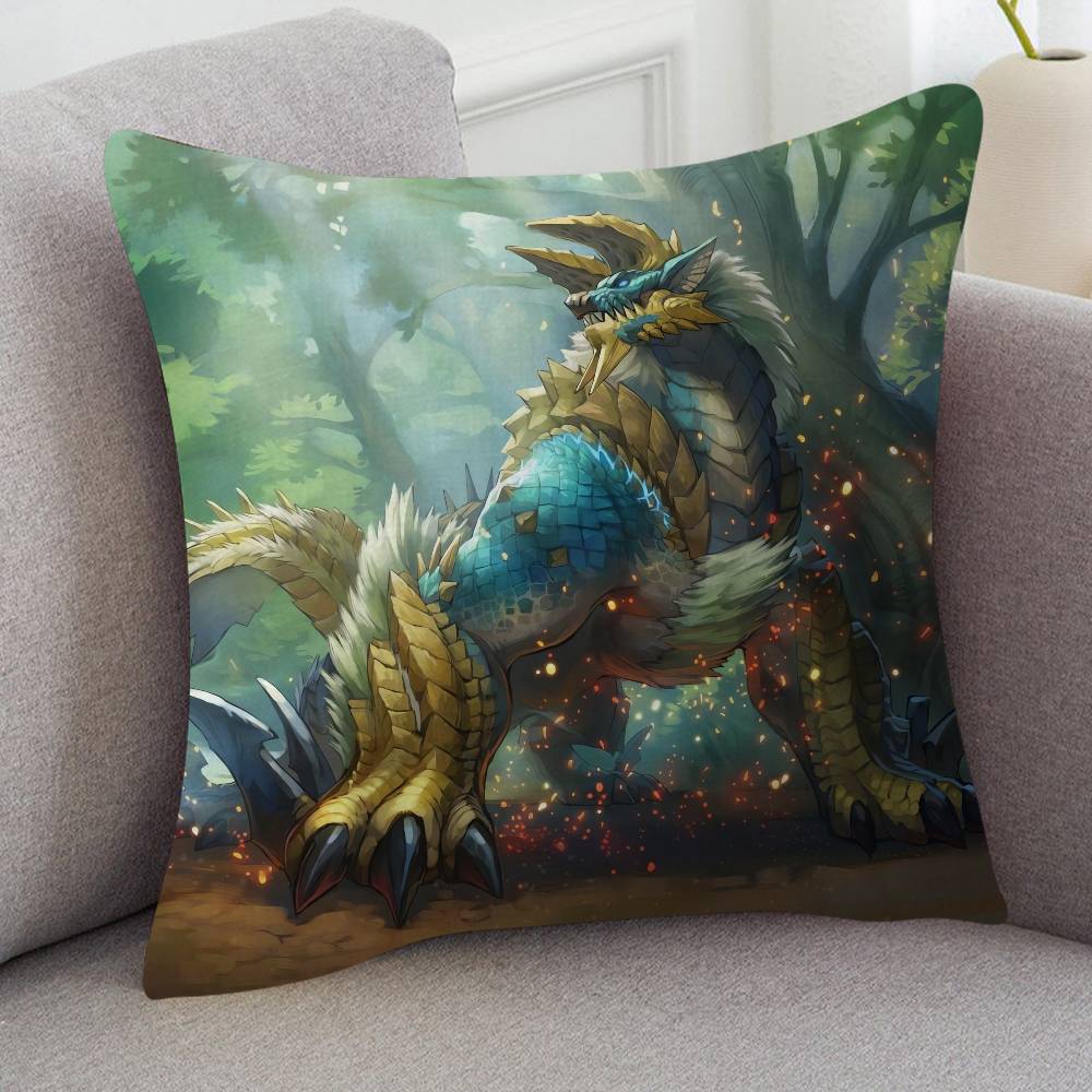 ИГРА Monster Hunter Наволочки Мультяшные Декоративные для Дивана Домашние Двусторонние Короткий Плюш Милые Наволочки