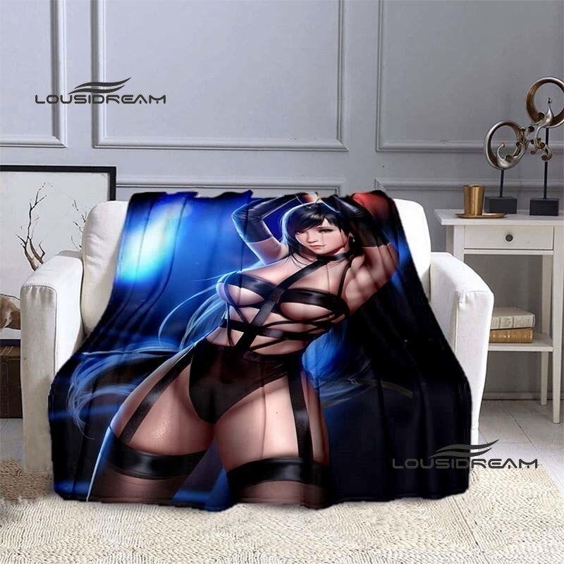 FINAL FANTASY Tifa Aerith Blanket Sexy Beauties Flannel Blanket Adults and Children Bedroom Coverlet Sofa Camping Warm Blanket
