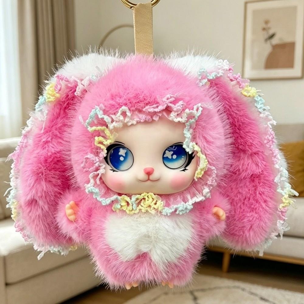 Big Ear Rabbit Plush Keychain Bag Hanging Car Key Ring Sweet Fairy Style Bag Charms Christmas Gift