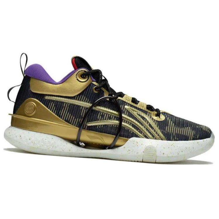 Li Ning Speed 8 Нескользящие, Износостойкие, Легкие Низкие Баскетбольные Кроссовки Мужские Черно-Золотые ABAS015-5