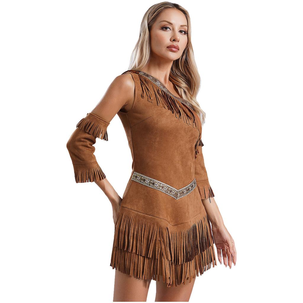 Женский комплект из 3 предметов для Хэллоуина, костюм индейской принцессы в стиле индейской девы