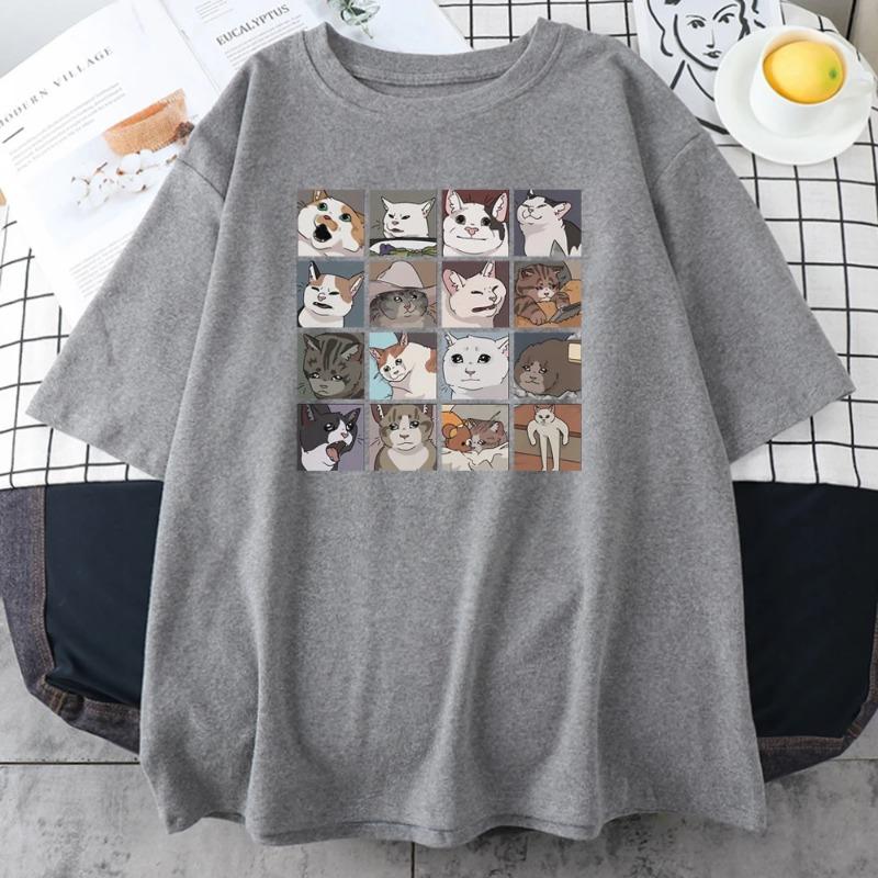 Meme Cats Puzzle Creativity Printed Men T-Shirts Loose Casual Clothing Oversize Casual Tops T-shhirt