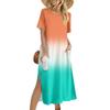 Ladies Fashion Summer Gradient Print Dress Casual Beach Dress Dress Slim Holiday Dress