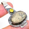Psilomelane Dendritic, Citrine 925 Sterling Silver Jewelry Pendant 1.97" W5W30
