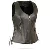 Western Black Button Handmade Vest Coat Lambskin Leather Classic Waistcoat Women