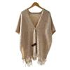 Japanese Korean Tassel Big Pendulum Cardigan Cape Autumn Loose Poncho Women Faux Cashmere Cloak Out Streetwear