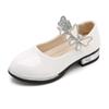 Girls Leather Shoes for Party Wedding Kids Performance Shoes with Butterfly-knot Fashion Children High Heels Rhinestone Shoes