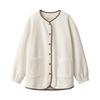 MUJI Smooth Fleece Size Small Women's Cardigan, FD1KIA4A, Ivory,