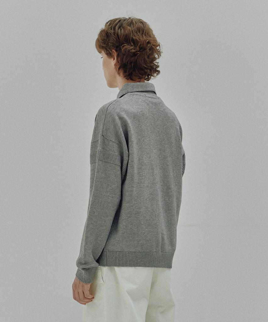 KNITTED Viscose Washable Half Zip Knit Grey