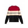 Fashionable and Casual Color-blocking Striped Long-sleeved Top Autumn New Style Design Round-neck Pullover Knitted Sweater for Women