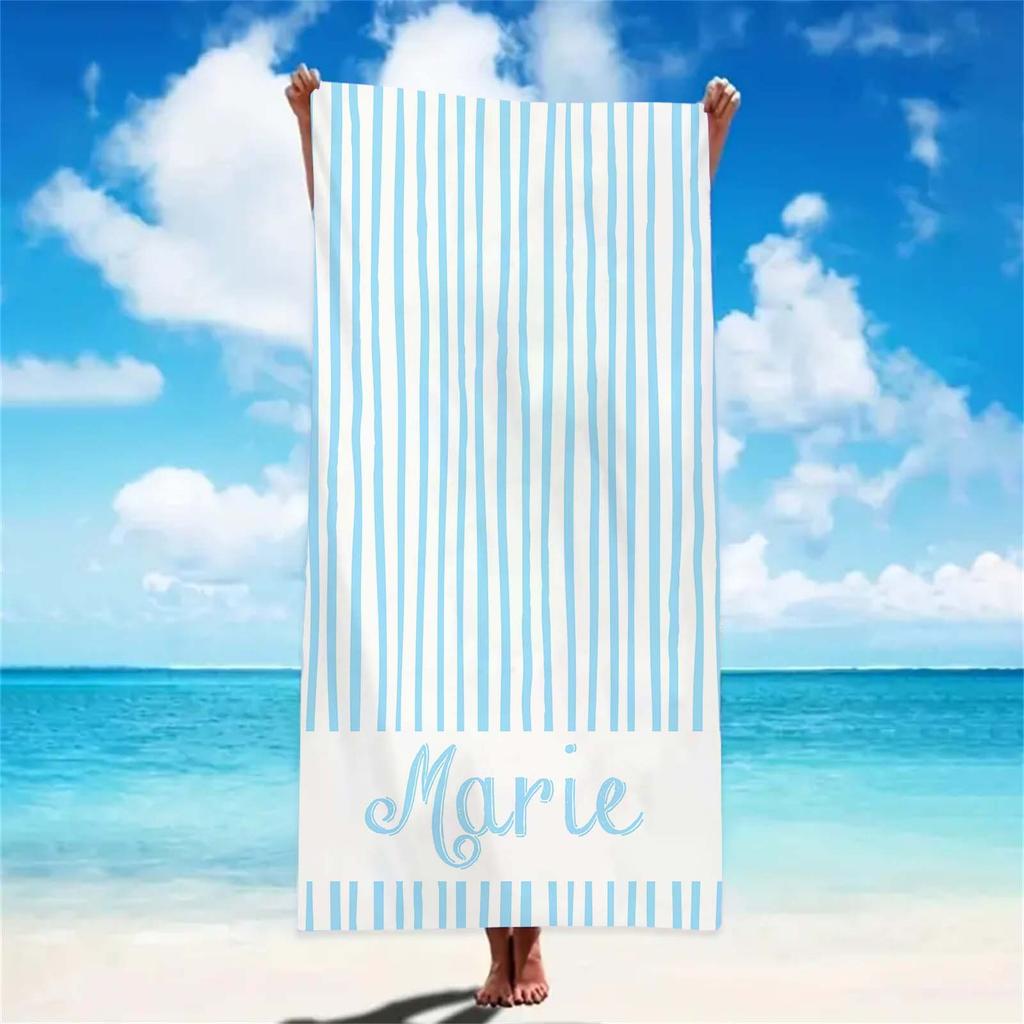 Personalized Girls Beach Towel With Name Custom Beach Towels Striped Pool Towel with Logo Text For Wholesale Beach Accessories
