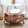 Акриловая коробка-диспенсер для салфеток с золотой окантовкой, 18x12x9см - Креативный маленький настольный держатель для салфеток